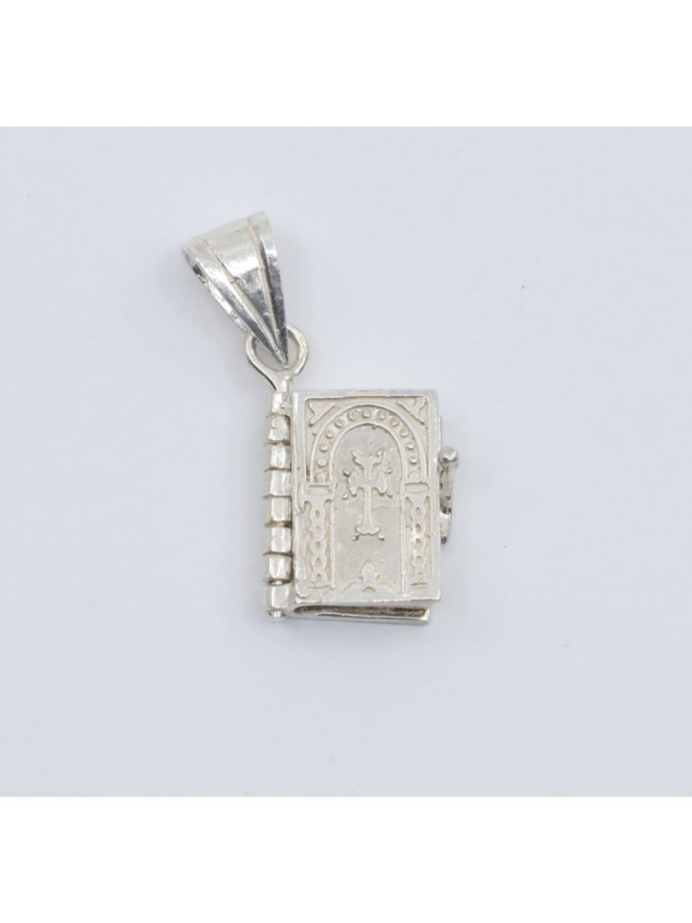 Sterling Silver 925 3D Miniature Religious Holy Bible Prayer Book Charm Pendant